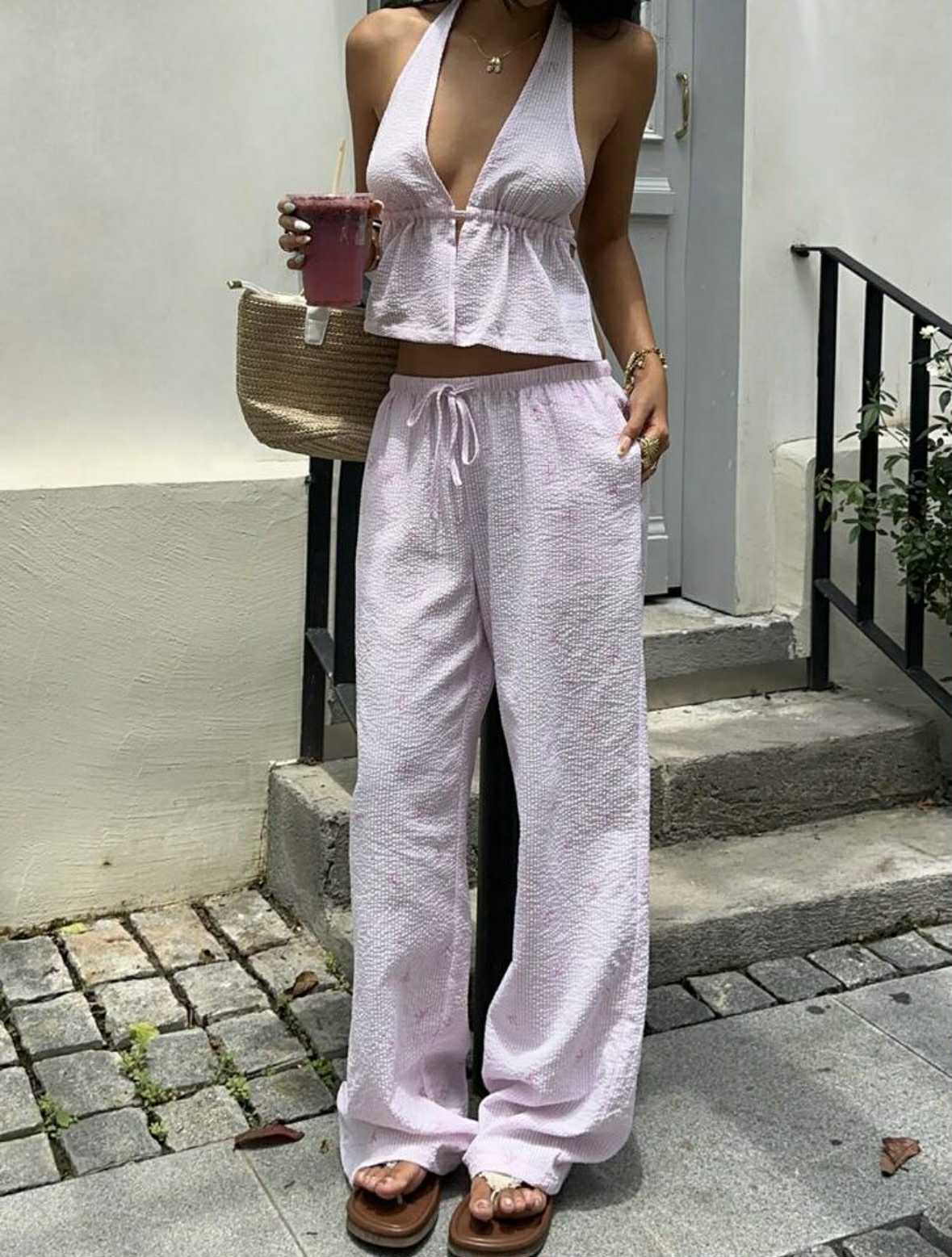 Blush Halter Lounge Set